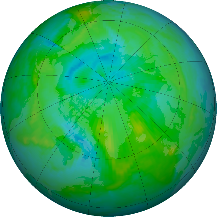Arctic ozone map for 06 August 1996